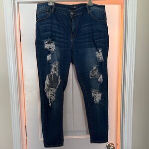 Fashion Nova Midnight Blue Ripped Boyfriend Jeans